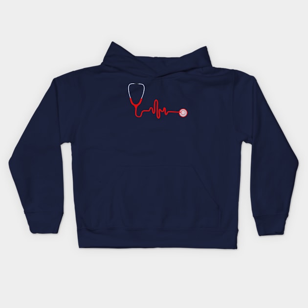 Stethoscope on heart beat Kids Hoodie by DiegoCarvalho